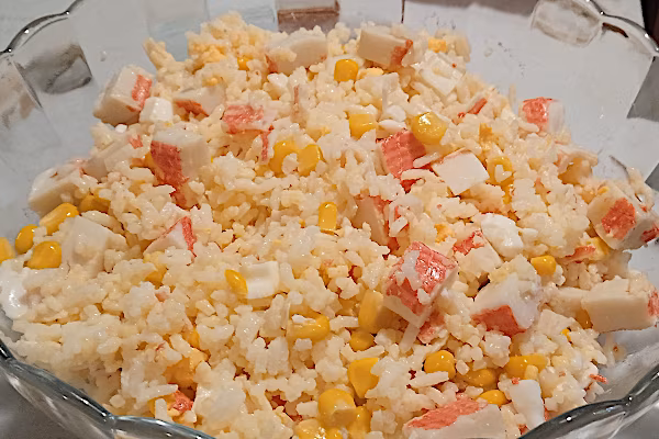 Imitation crab sticks salad